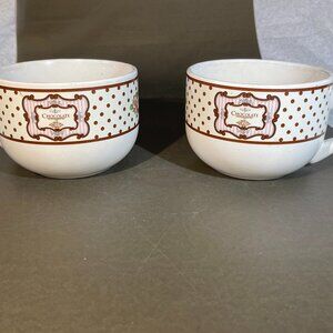 2 Trisa Chocolate Mug Polka Dot Floral Ceramic Cups (1162)